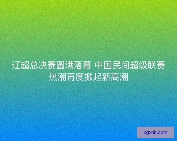 辽超总决赛圆满落幕 中国民间超级联赛热潮再度掀起新高潮