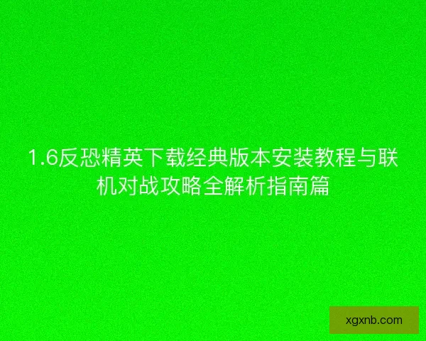 1.6反恐精英下载经典版本安装教程与联机对战攻略全解析指南篇