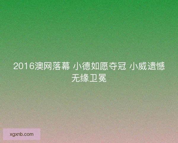 2016澳网落幕 小德如愿夺冠 小威遗憾无缘卫冕