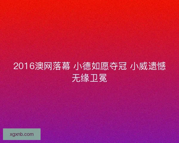 2016澳网落幕 小德如愿夺冠 小威遗憾无缘卫冕
